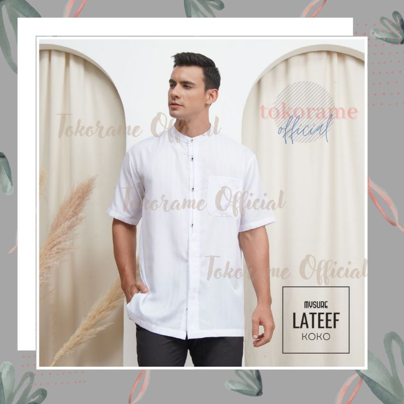 Baju Koko Putih Pria Dewasa Lengan Pendek Terbaru Lateef Koko Original Mysure