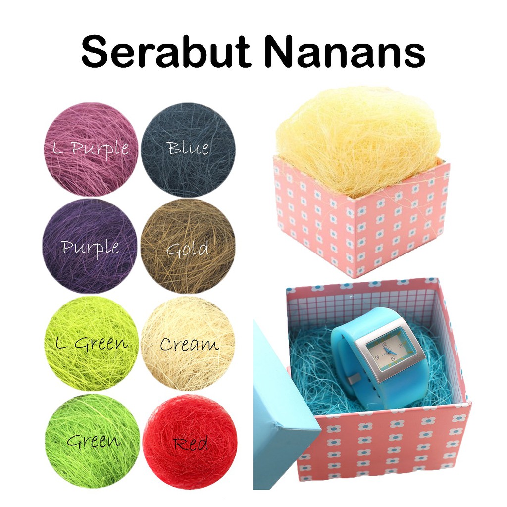

Serabut nanas - Natural - Box - Pita - Gift - Barang Florist - Aksesoris bunga