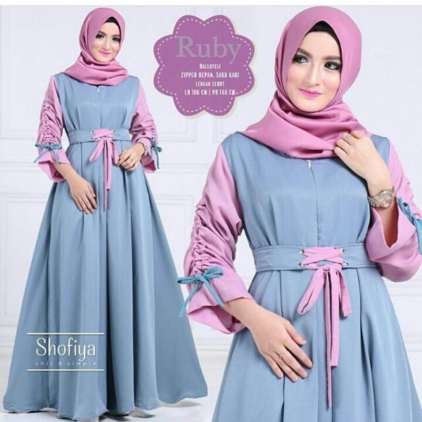 Baju Original ZH RUBBY Maxi Dress Muslim Modern Panjang Hijab Fashion Perempuan Casual Gamis Trend