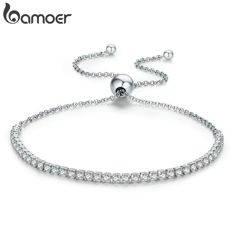 Bamoer 92.5 Sterling Silver Charm and Shine Clear CZ Cœur Fit Bracelet Bijoux 