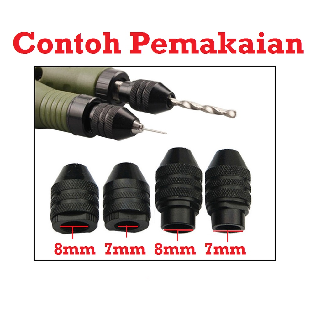 [HAEBOT] Drill Chuck Keyless M8 M7 0.3-3.2 Kepala Bor M8x0.75 M7x0.75 Multi Collet