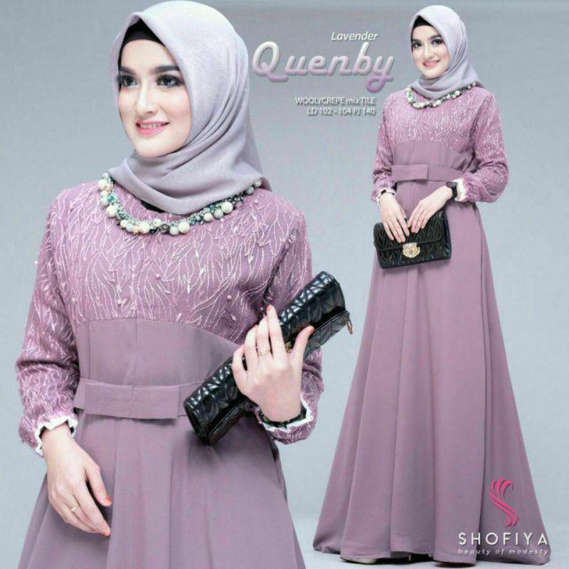 [BISA COD] Gamis Syar'i Tile Quenby / Gamis Brokat LD110 LD120