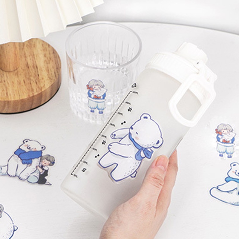 Papermore 20pcs Stiker Motif Island Warna Biru Untuk Dekorasi Handbook