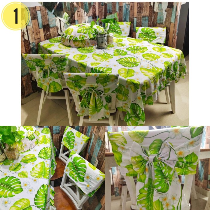 Taplak Meja Makan - New Product Set Ctc Taplak Meja Makan, 4 Sarung Kursi, Dan Tudung Saji