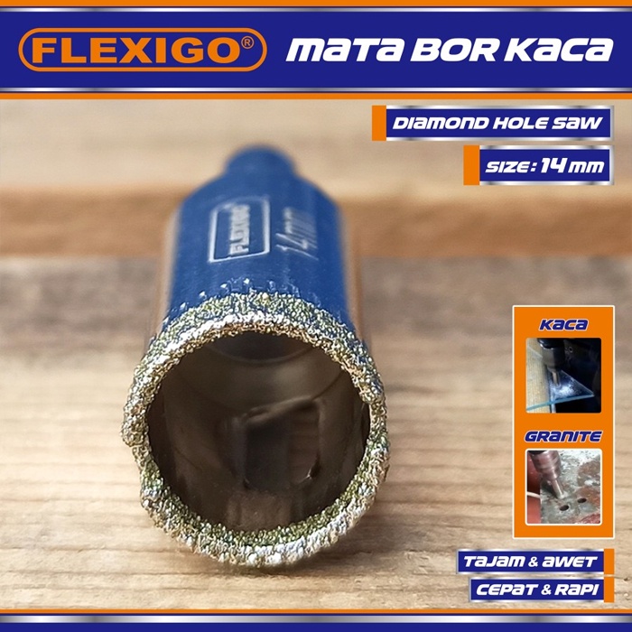 Mata Bor Kaca &amp; Granite uk. 14 mm Original Flexigo Diamond Hole Saw