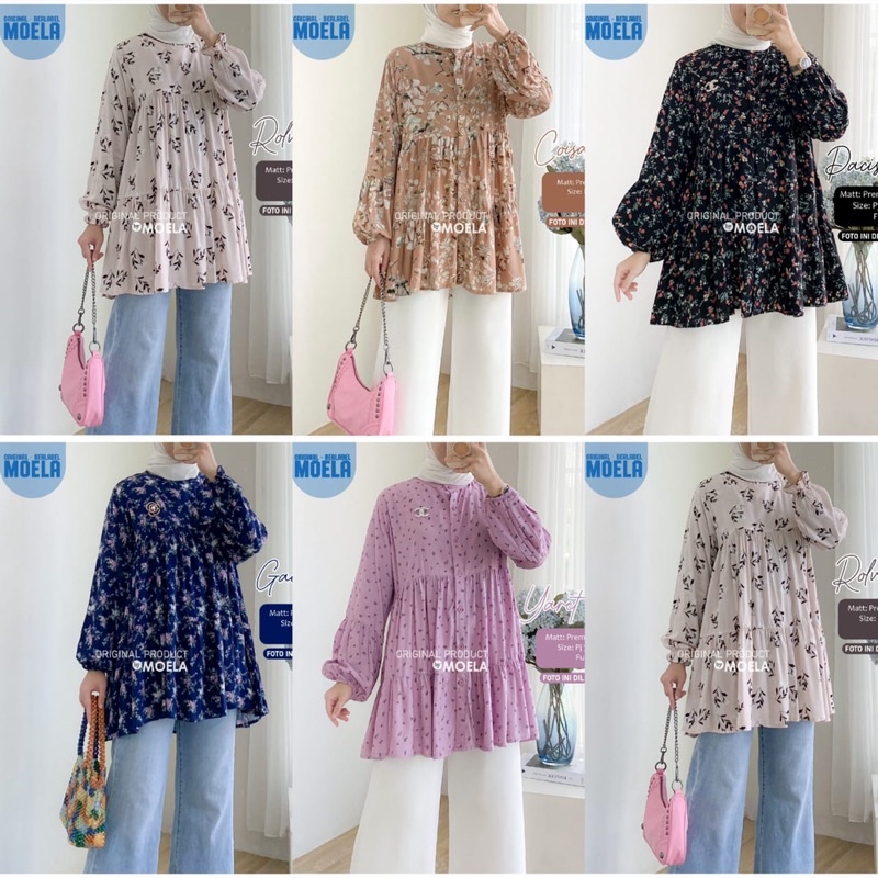 KEMEJA / BLOUSE JUMBO RAYON MOTIF PREMIUM ORI MOELA