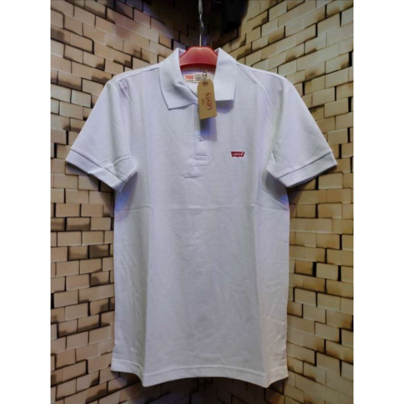 kaos kerah polos putih import pria
