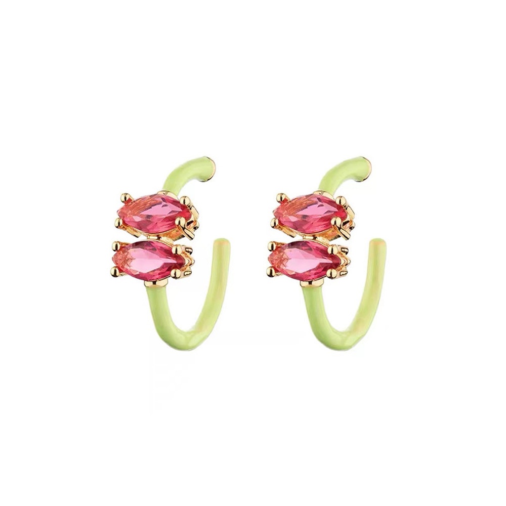 Anting Tusuk Gantung Temperament Desain Geometri Ruby Gaya Selebritiretro Untuk Wanita