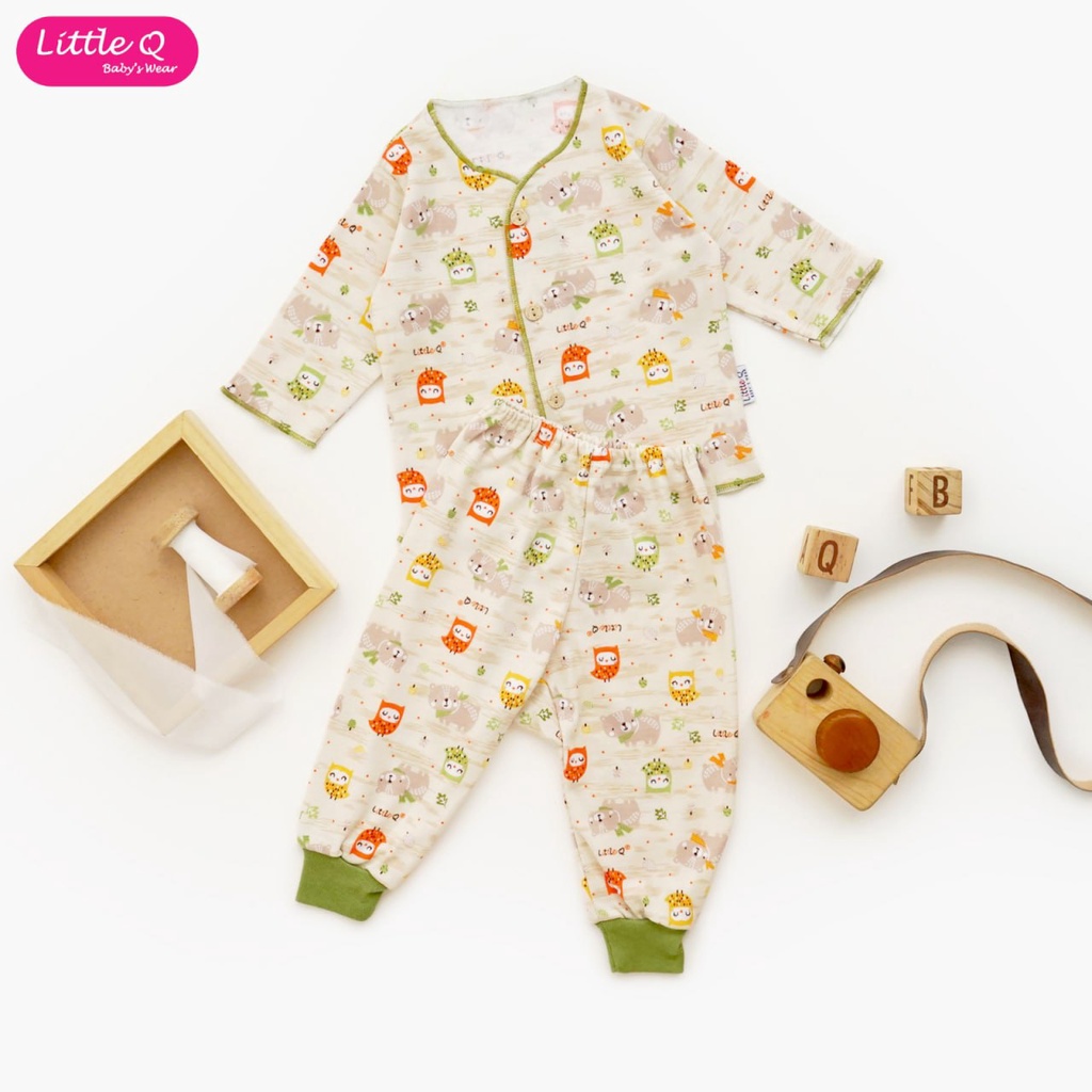 Little Q Setelan Baju Bayi Panjang dan Celana Panjang Motif Girl - LittleQ Piyama Panjang SNI