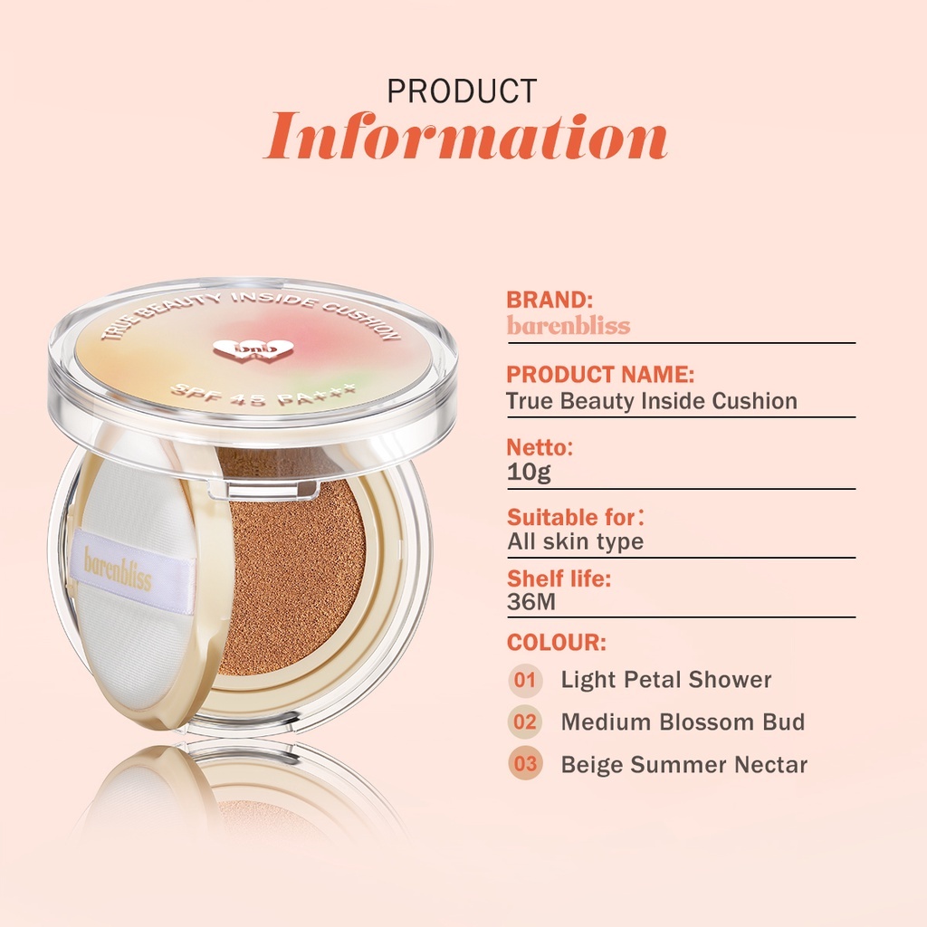 [ORI &amp; READY] BNB barenbliss Korean Bloomatte True Beauty Inside Cushion [24H Full Coverage]