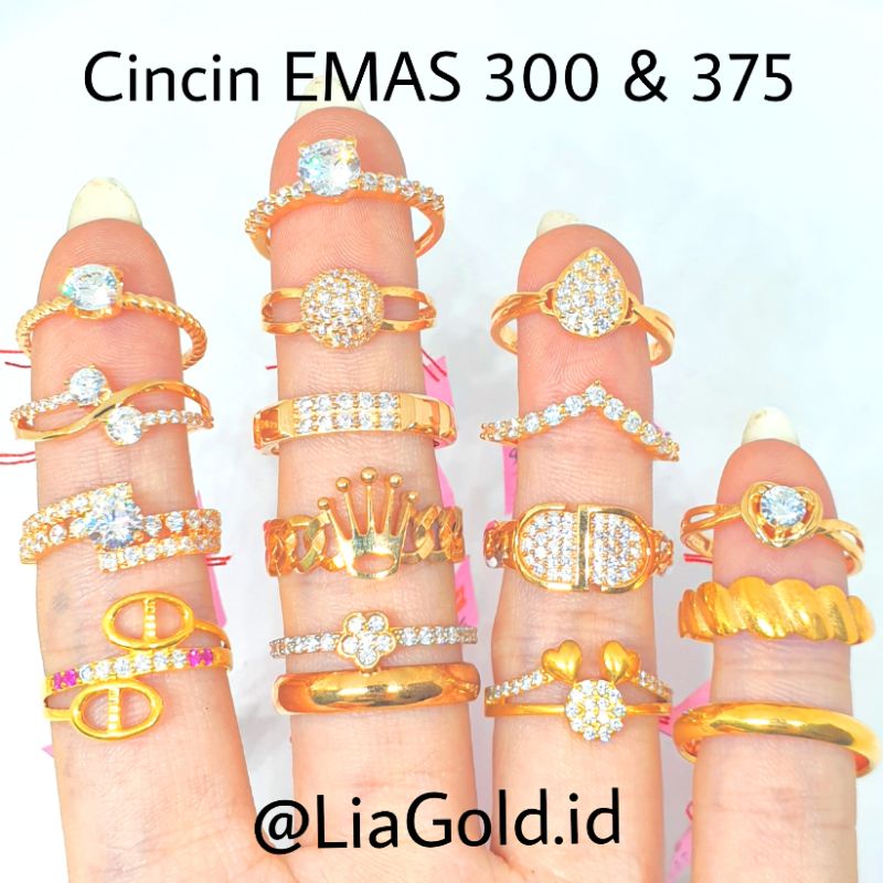 Cincin Cantik EMAS Asli Kadar 300 &amp; 375    ER41 ( TOKO MAS LIA GOLD BEKASI )