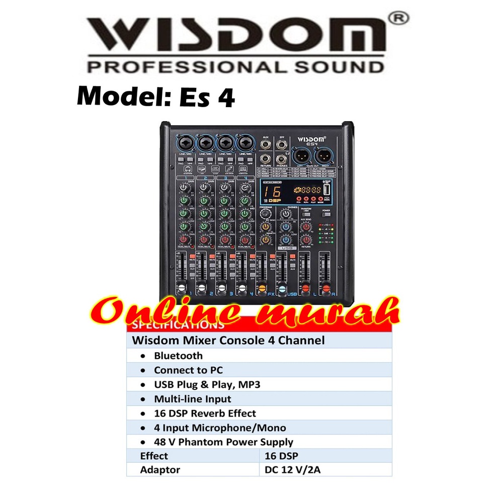 mixer wisdom es 4 wisdom es4 4 channel original garansi resmi