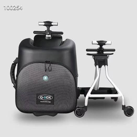 Qbox Lazy Luggage / Eazy Luggaget / Tas Koper Lazy Hitam Abu Abu 20L