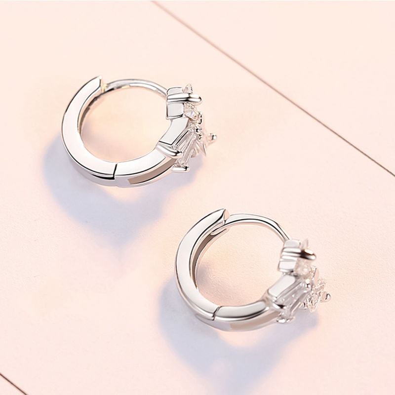 Fancyqube Anting Hoop Sterling Silver 925 Bentuk Lingkaran Aksen Pita Untuk Wanita