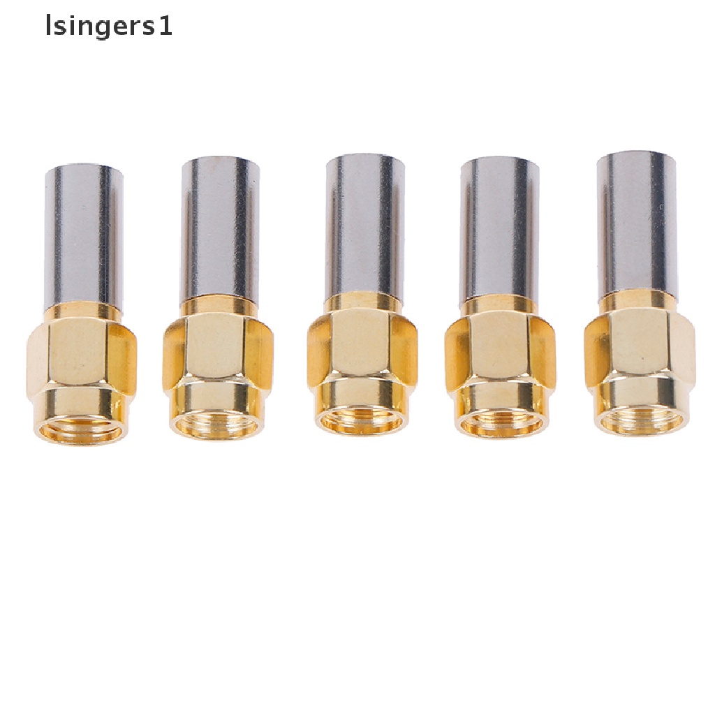 (lsingers1) 5pcs Konektor crimp rf coaxial sma male plug Untuk rg58 rg142 rg400 lmr195