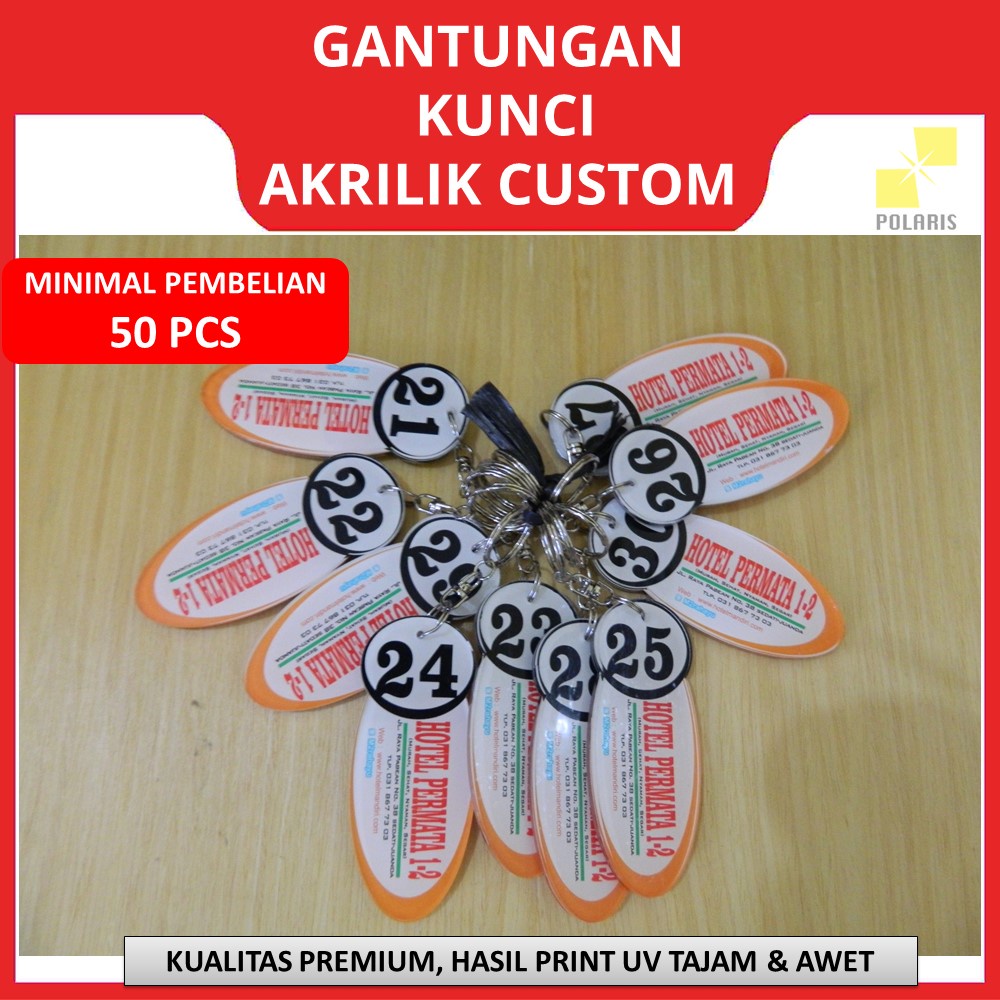 GANTUNGAN KUNCI AKRILIK CUSTOM PRINT UV - KEYRING ACRYLIC KAMAR HOTEL MEDIA PROMOSI PEMILU PILKADA - KEYCHAIN CETAK FOTO KARAKTER IDOL