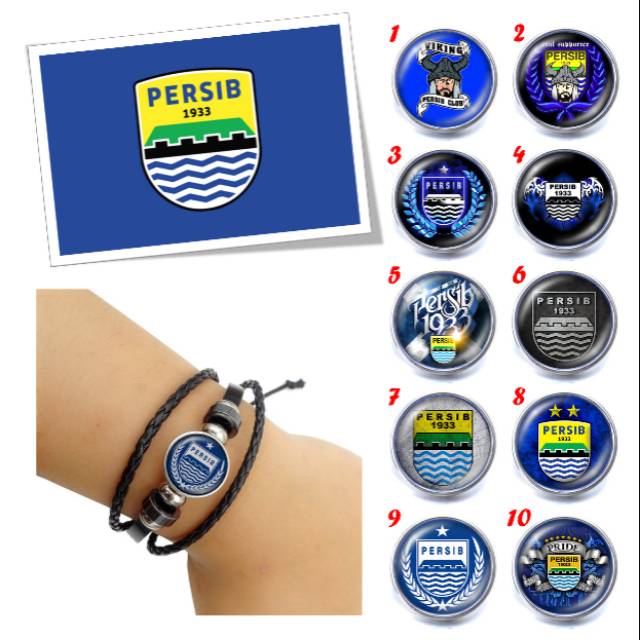 Gelang Custom Suporter Persib Bandung Viking Elegan Kulit Kepang Multilayer