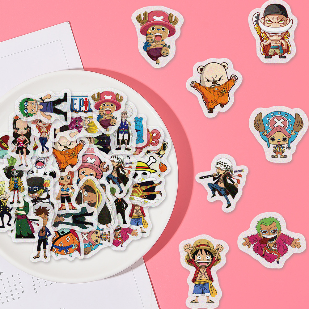 New Anime One Piece Cartoon and Paper Handbook Sticker Pack Album Diary Book DIY Handbook Sticker 40 Pieces