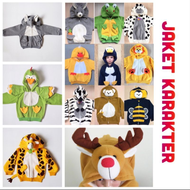 Jaket Anak Karakter Hewan Lucu Usia 6-24 Bulan