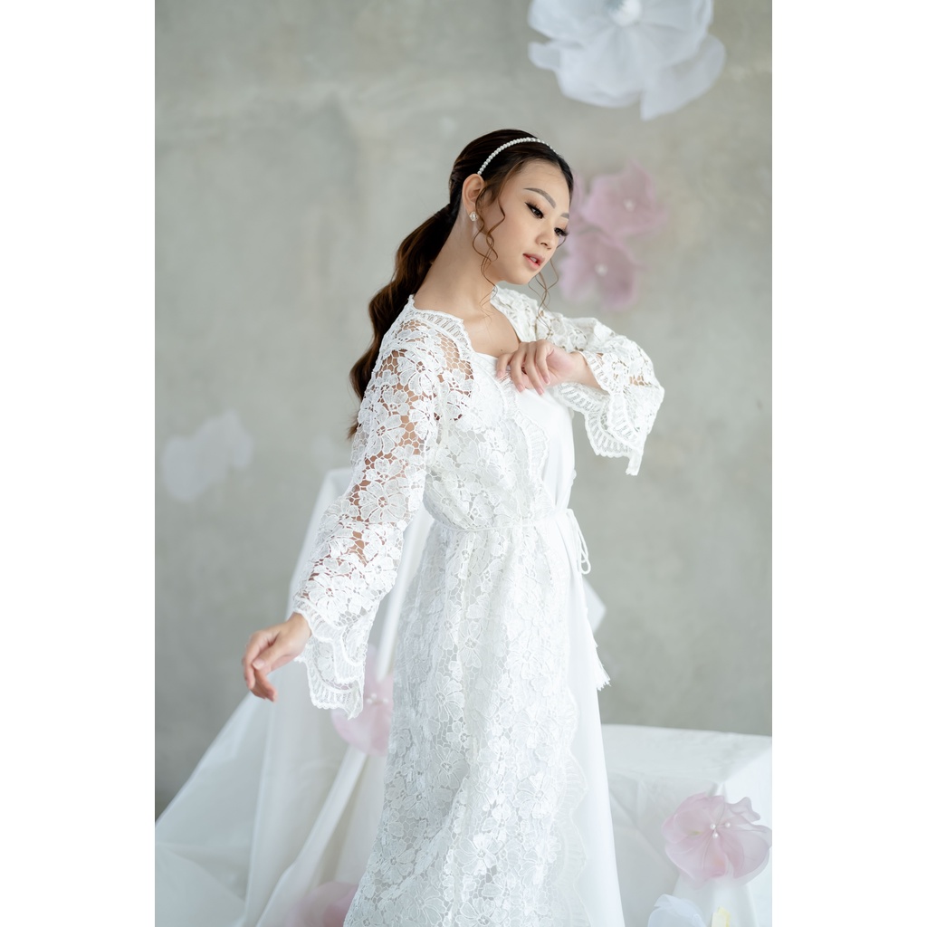 Prada Robe- FAE Collection-Kimono Pengantin Wedding Robe Bride Robe Premium Lace Prada