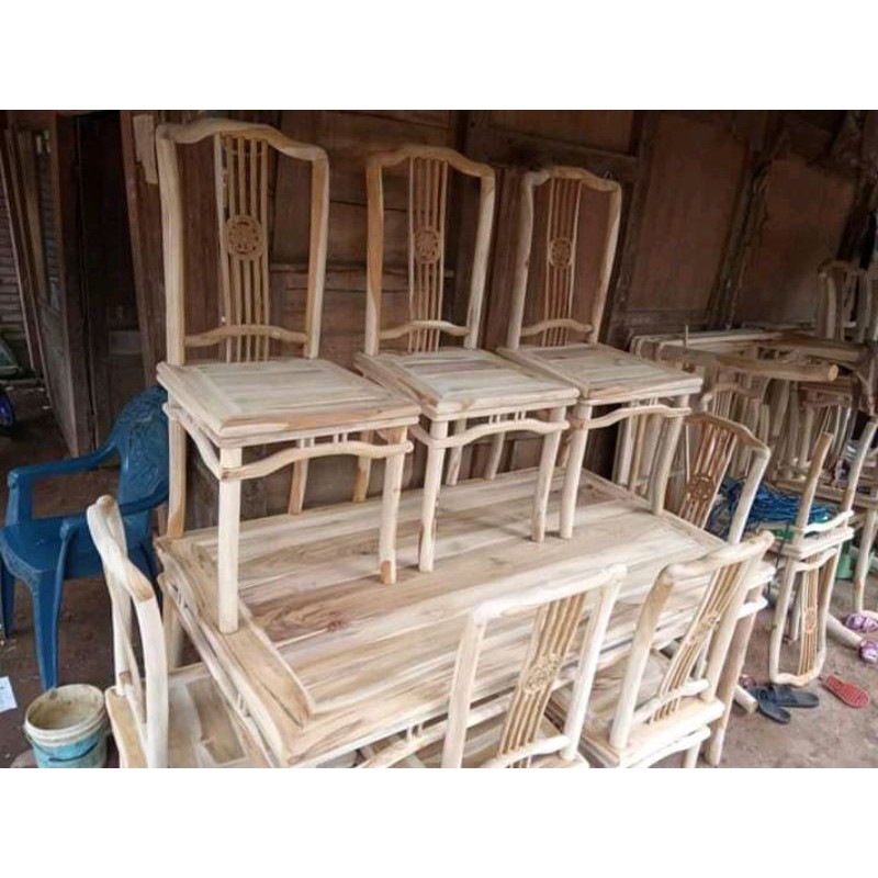 SET MEJA MAKAN TAICHI MENTAHAN KAYU JATI
