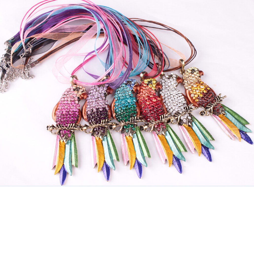 Hu Hu Hu Hu Hu Alat Bantu Pasang Kacamata♡ Kalung Statement Liontin Desain Burung Beobuluberlian Imitasi Warna Warni Gaya Boho Untuk Wanita