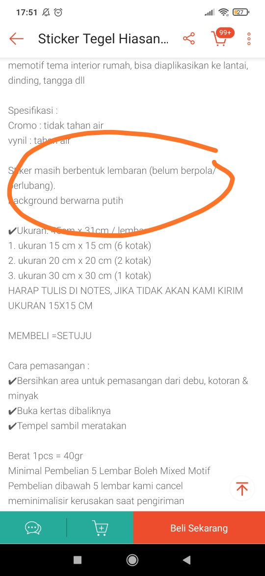 Sticker Tegel Hiasan Lantai Meja Kulkas Dinding Kompor Dapur - St6