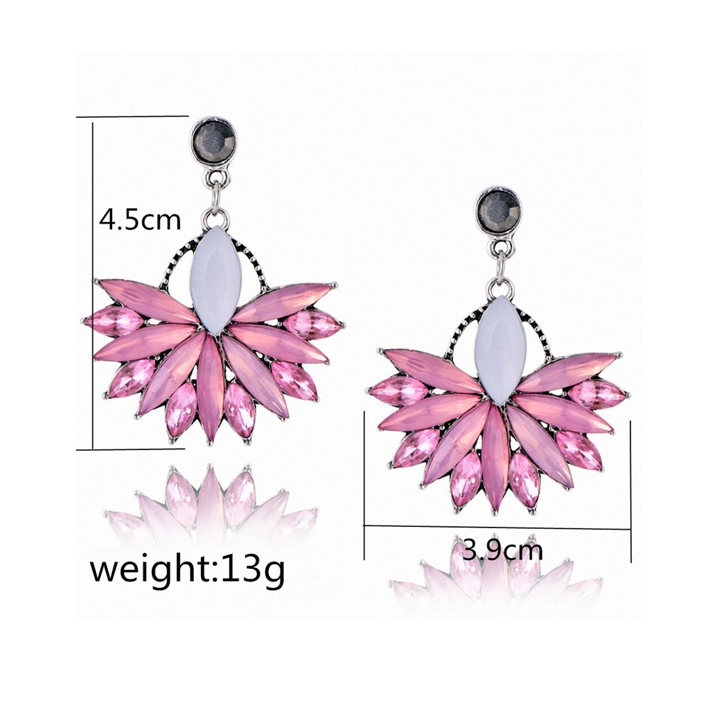 Anting tusuk jarum gantung model bunga daisy besar desain full berlian permata rhinestone untuk wanita cantik style fashion vintage boho diamond earring