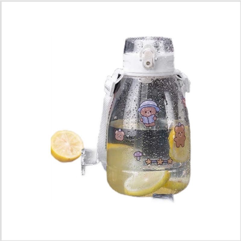 Botol minum viral Big Belly 1200ml Water Bottle Botol minum anak + tali polos dan Stiker 1.2liter