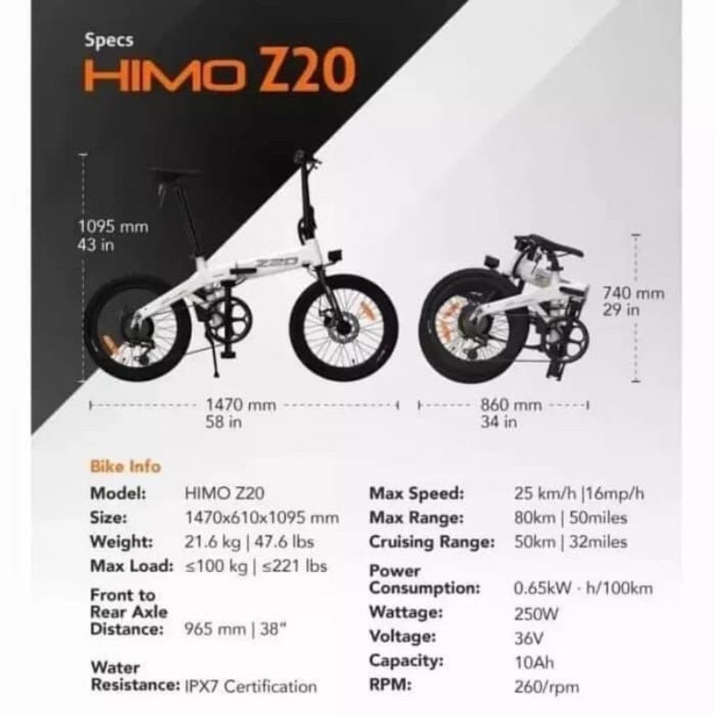 Sepeda Lipat Listrik Xiaomi Himo Z 20