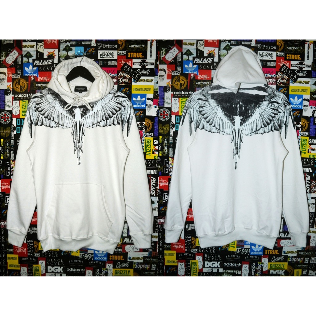 JAKET SWEATER HOODIE PREMIUM MARCELO BURLON PUTIH MOTIF HITAM