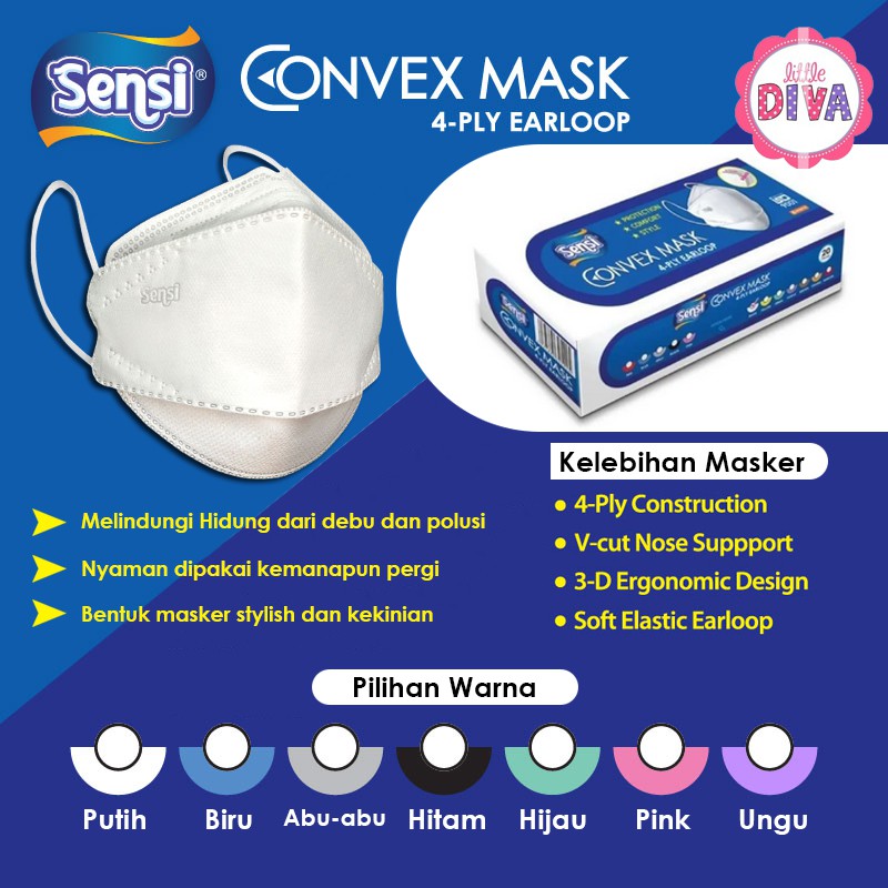 1pcs SENSI CONVEX MASK 4-PLY EARLOOP - Sensi Masker Pelindung Hidung 4 Lapis Pengait Telinga