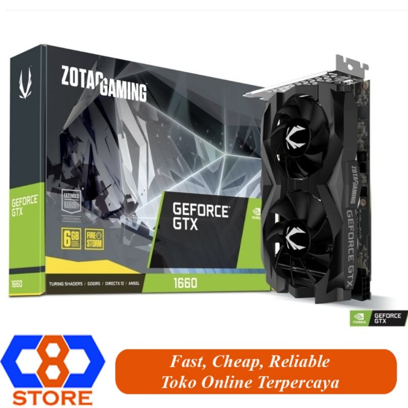 VGA ZOTAC GEFORCE GTX1660 GTX 1660 6GB GDDR5 TWIN FAN GARANSI RESMI