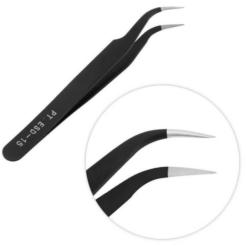 Paling Dicari ! Eagle Beak Pinset Siku Laboratorium Tweezers Antistatic - ESD-15