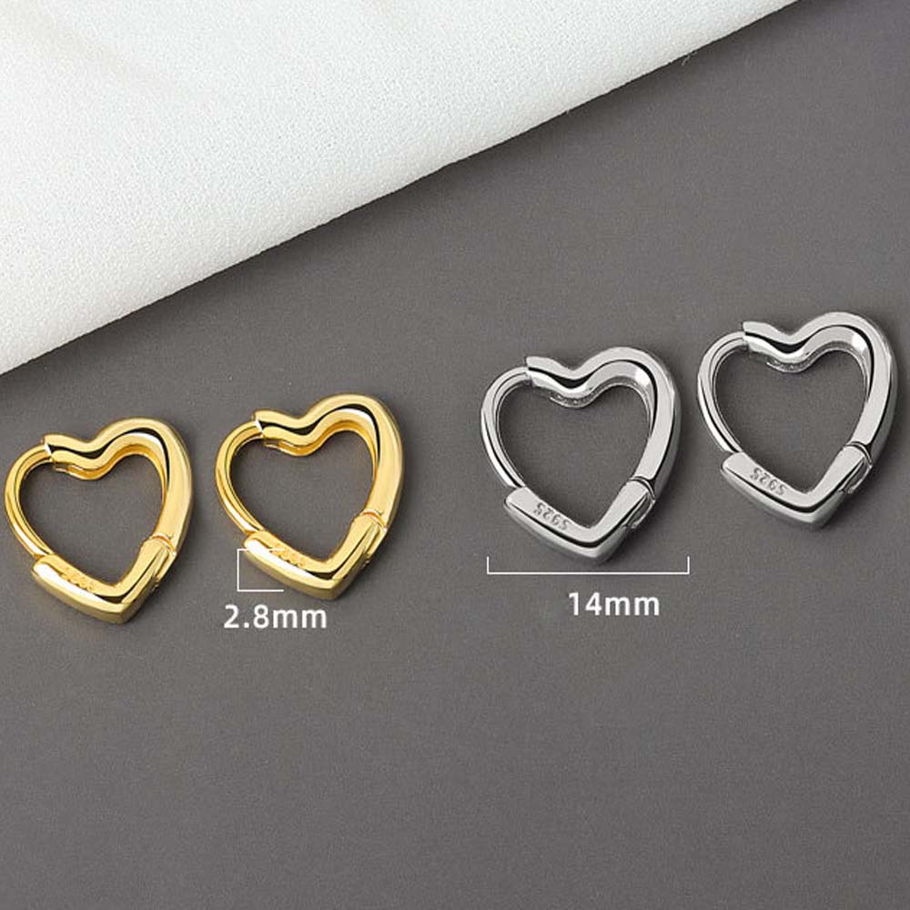 Needway  Wild Hoop Earrings Sweet Fashion Jewelry Piercing Earrings Women Heart Buckle Cute Temperament Girls Simple Copper/Multicolor