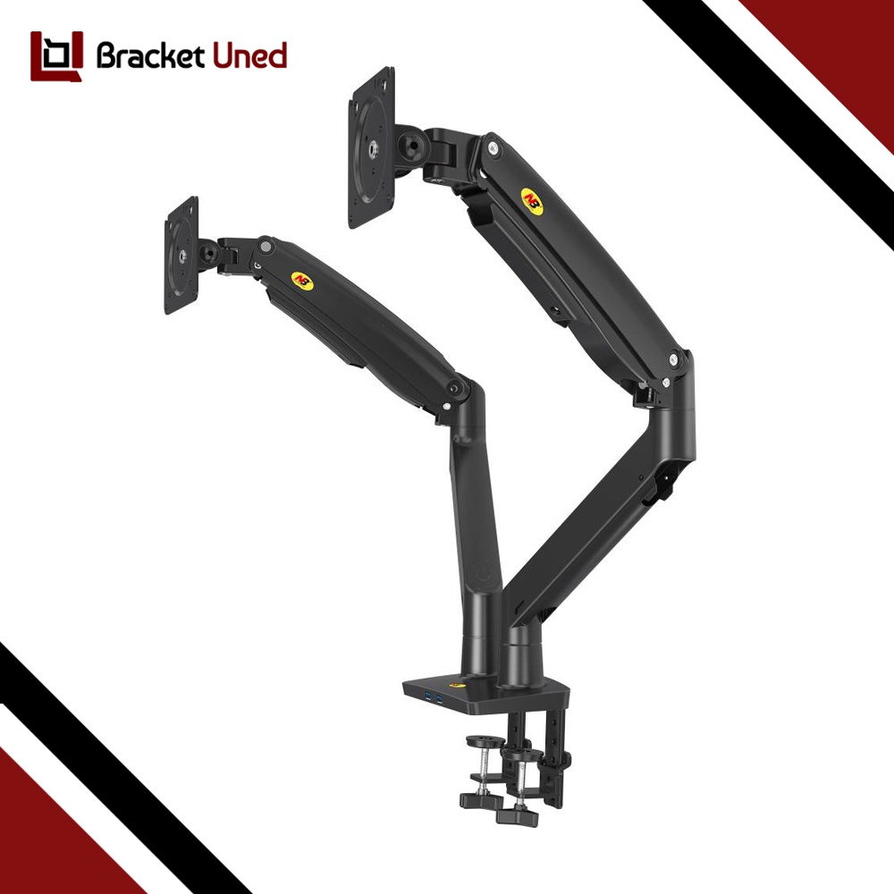 Bracket Monitor 22 - 32 inch Ultrawide Dual Arm Monitor Braket Monitor Ukuran Lebar 2 Lengan North Bayou Model F195A