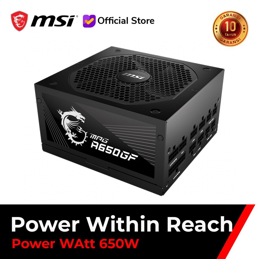 Power Supply MSI MPG A650GF 650W Gold Modular - PSU 650W Gold MSI A650GF - Power Supply 650W MSI