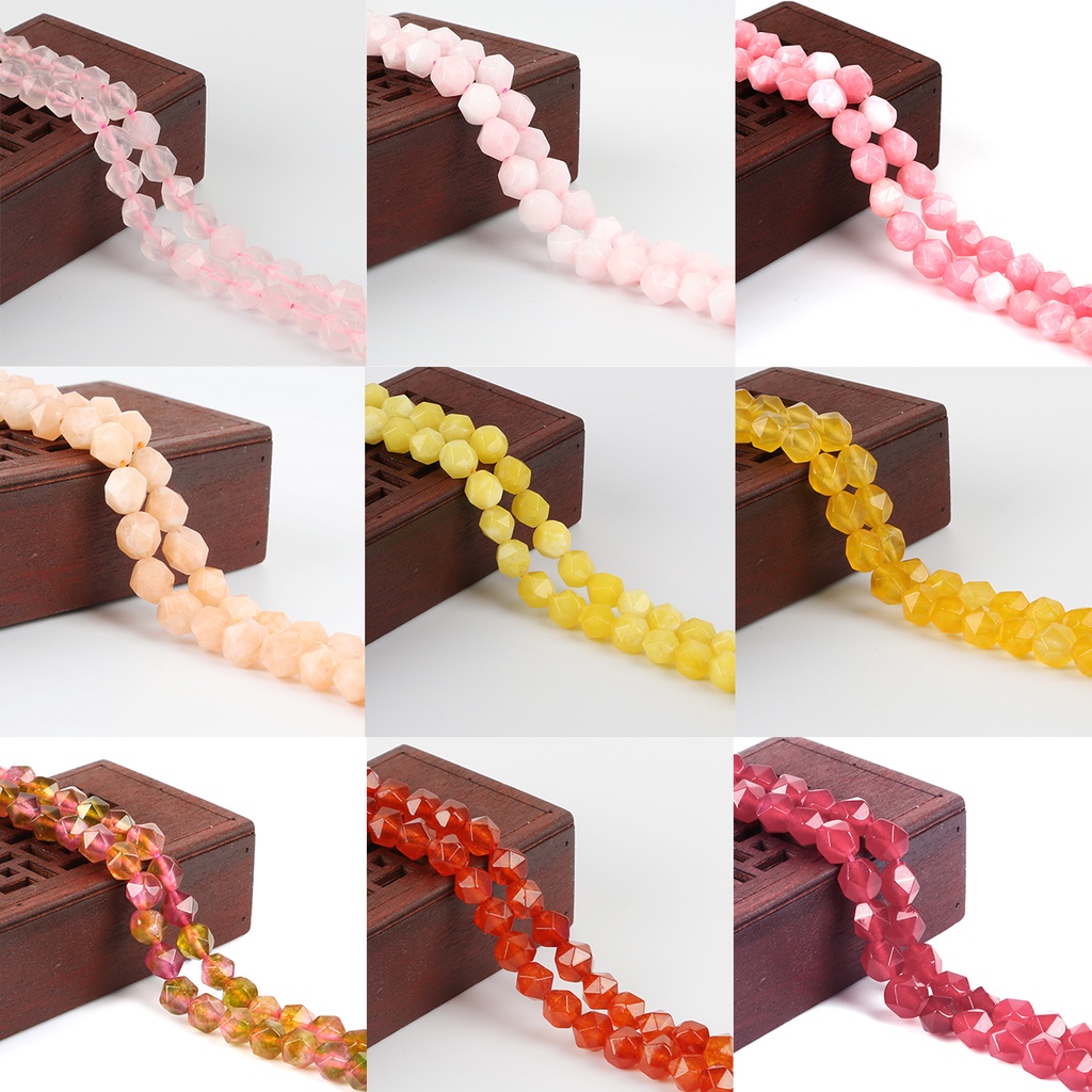 8MM About 48Pcs Natural Rock Crystal Faceted Mix Candy Color Loose Beads DIY Stone Beads Handmade For Jewelry Making Bracelet