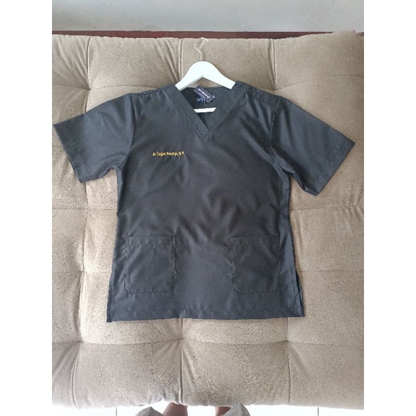 Baju Jaga Lengan panjang, scrubs, baju ok, model kancing bahu