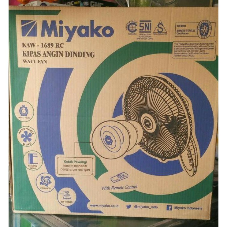 (READY COD) Kipas angin dinding MIYAKO 1689RC dengan remote TERLENGKAP