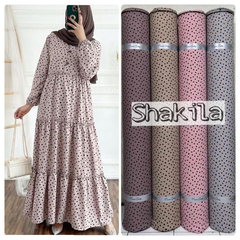 Kain Bahan Shakila Motif Polkadot Warna warni n Dot Hitam Harga per 0.5 meter