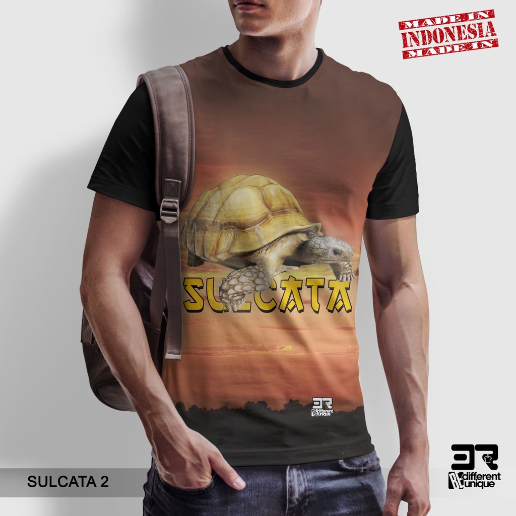 [ COD ] KAOS PRINTING GAMBAR SULCATA 2 - BAJU DISTRO ORIGINAL MOTIF HEWAN BINATANG KURA KURA DARAT I