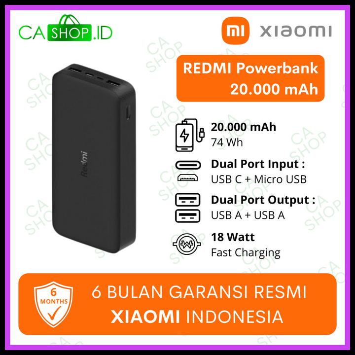 Xiaomi Redmi Power Bank 20000Mah 18W Fastcharge Ori 100% Grs Resmi Tam