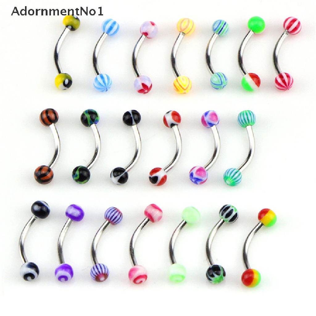 (AdornmentNo1) 20pcs / Set Anting Tindik Alis Bentuk Barbel Bahan Stainless Steel Untuk Wanita