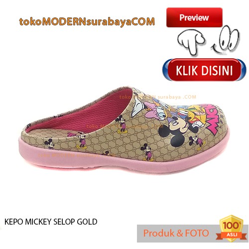 SEPATU SANDAL ANAK KARAKTER PRINTING KEPO MICKEY SELOP GOLD