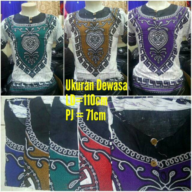TERMURAH Baju Bali Unisex Corak Bangkok Dasar Putih