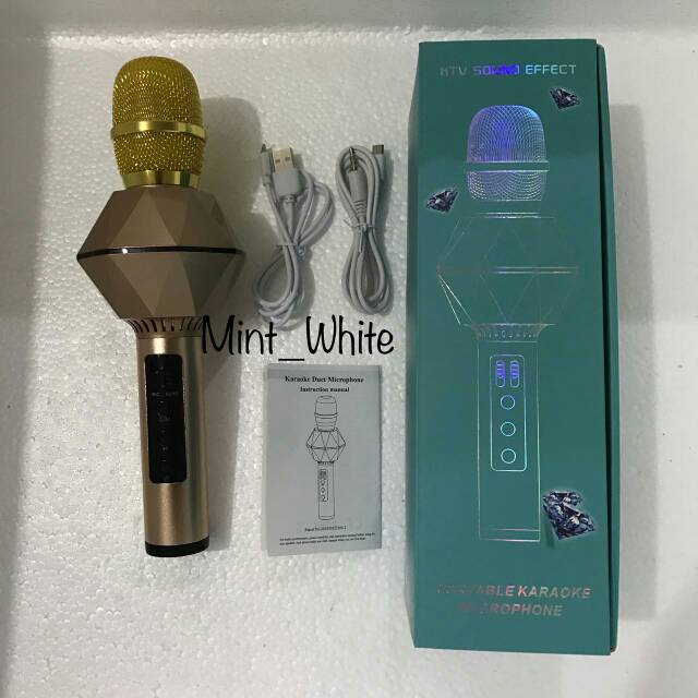 New!! Mic Karaoke Blind Diamond K7 Lampu Warna / Microphone Wireless K-7 / Bisa Turn OFF vocal asli