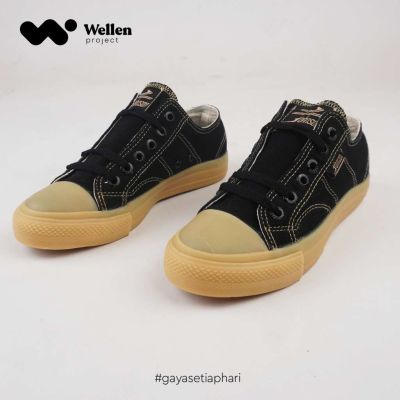 Wellen Project Sepatu Johnson Classic Lowcut Black Gum Sneakers Lokal