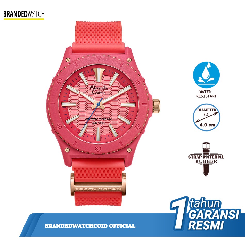 Alexandre Christie Green Ocean AC 6584 Jam Tangan Alexander Christie UnisexOriginal Diameter 4,0 cm