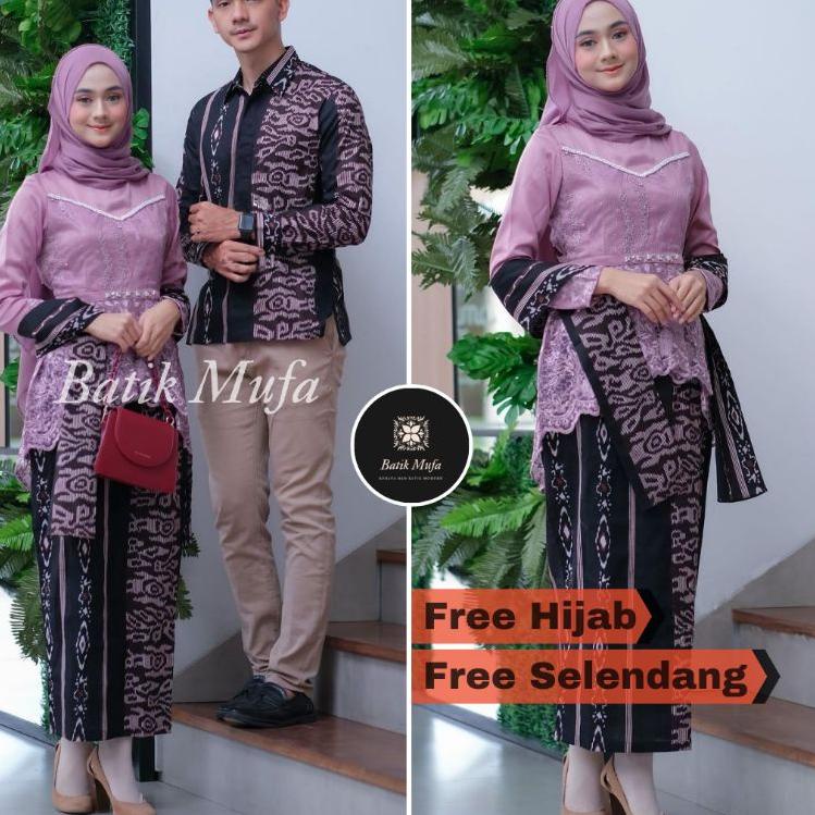[KODE BARANG 9662F] kebaya batik couple aleena Lilac (GRATIS HIJAB) | KEBAYA MODERN Kebaya wisuda ke